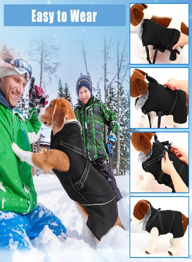 Dansydaisy 2 Pcs Dog Winter Coats Reflective Dog Winter Jackets with Harness Built in, Thicken Fleece Lining Adjustable Pet Cold Weather Coats for Pet Turtleneck Clothes(Large) - Image 5